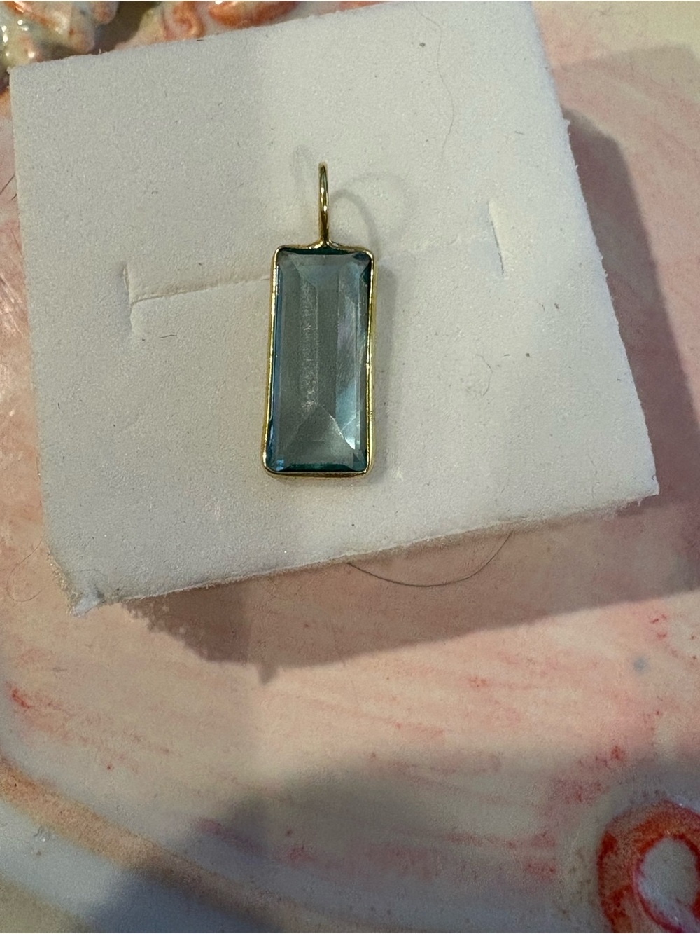 14k gold green tourmaline pendant charm.